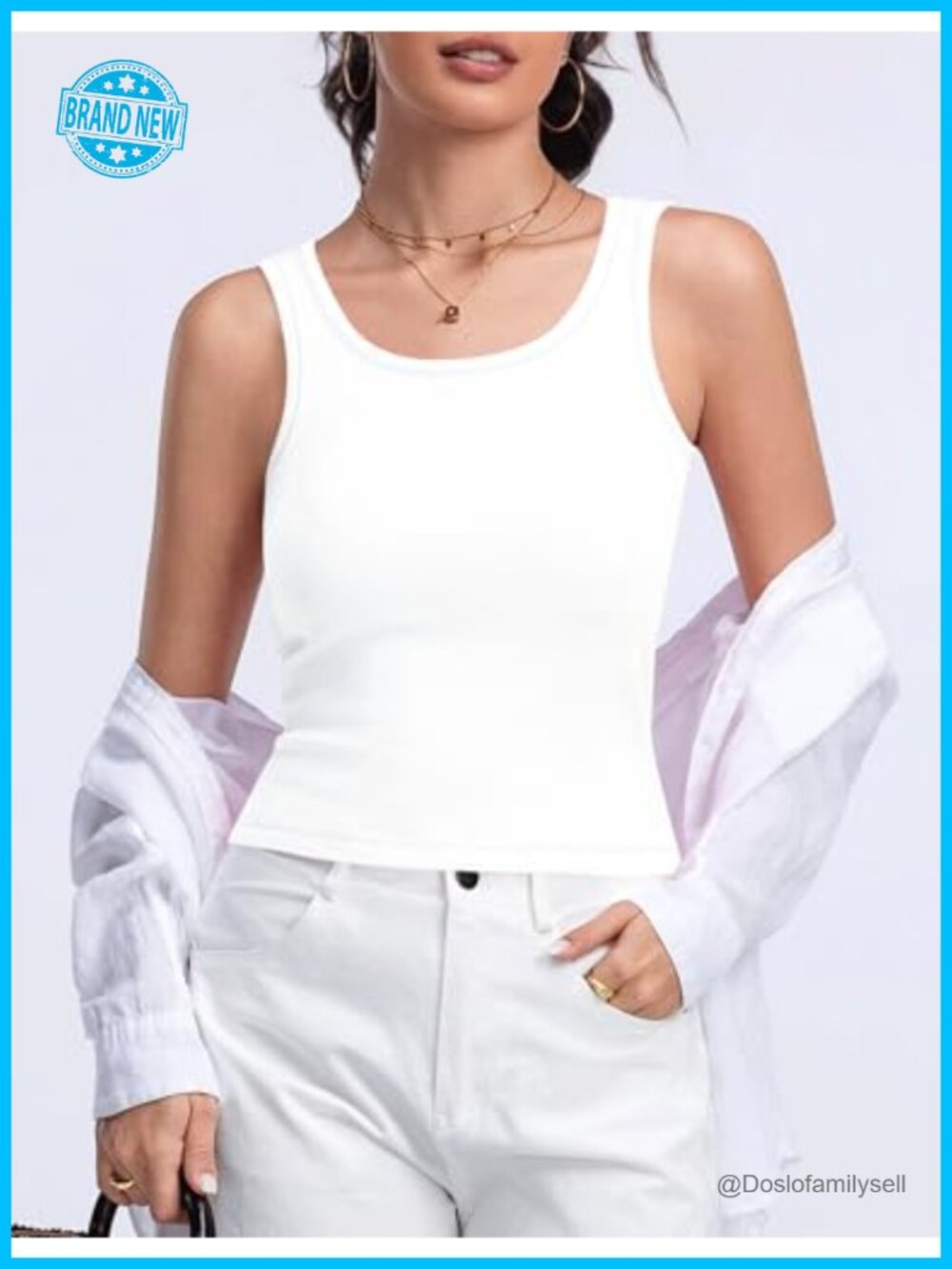 Ribbed Sleeveless Tank Top with Removable Pads - Picture 6 of 7